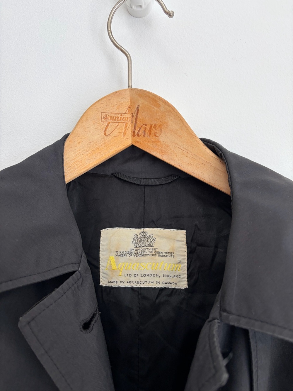 Vintage - Aquascutum Aqua 5 - Black Belted Trench Coat - Dark Academia - Size M - Picture 6 of 11